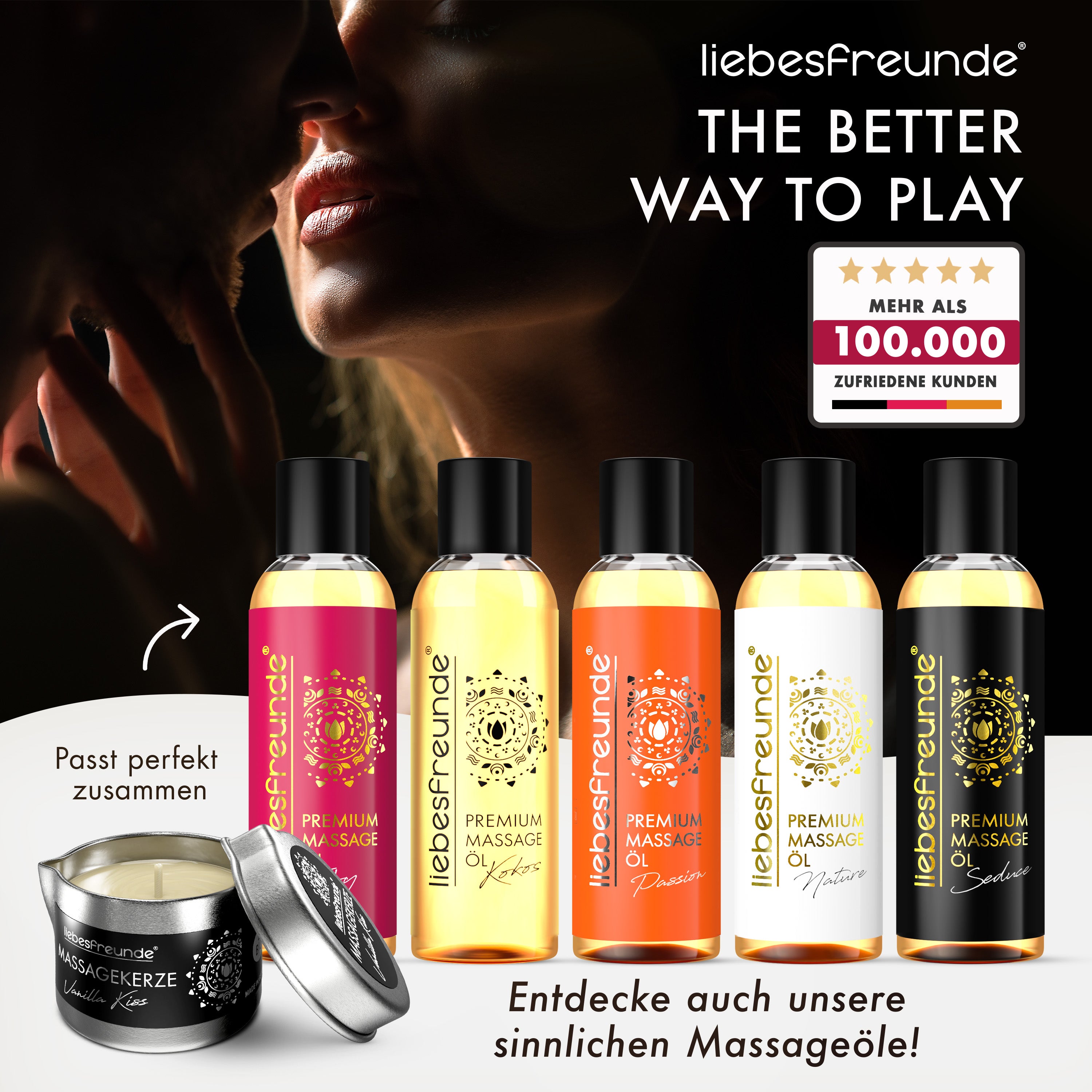 liebesfreunde® Massageöl PREMIUM für genussvolle Massagen - Erotik Massage Öl, 150 ml