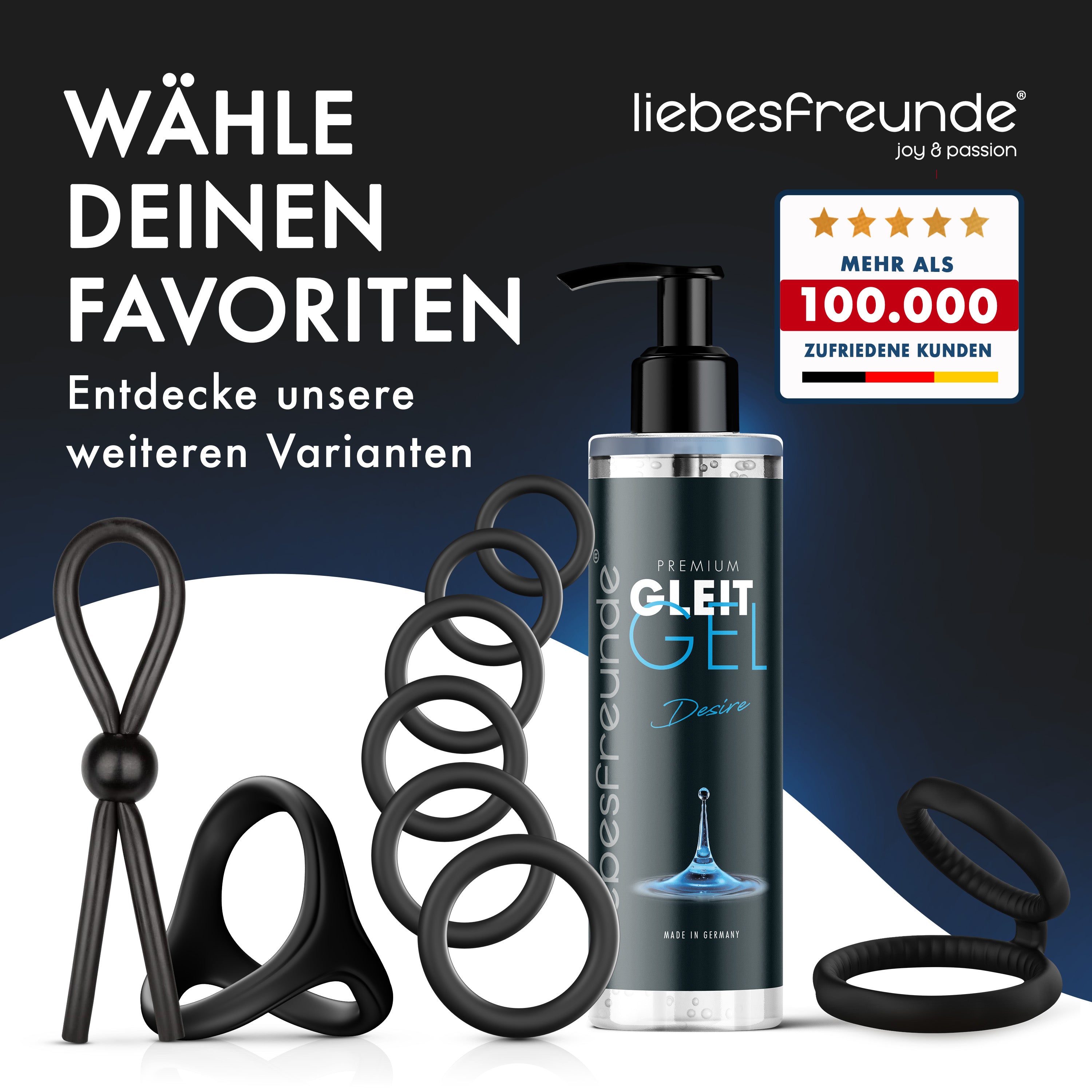 liebesfreunde® Cockring Set für Männer - Silikon Penisring Hodenring & Penisschlaufe - Sexspielzeug für Paare zur Potenzsteigerung