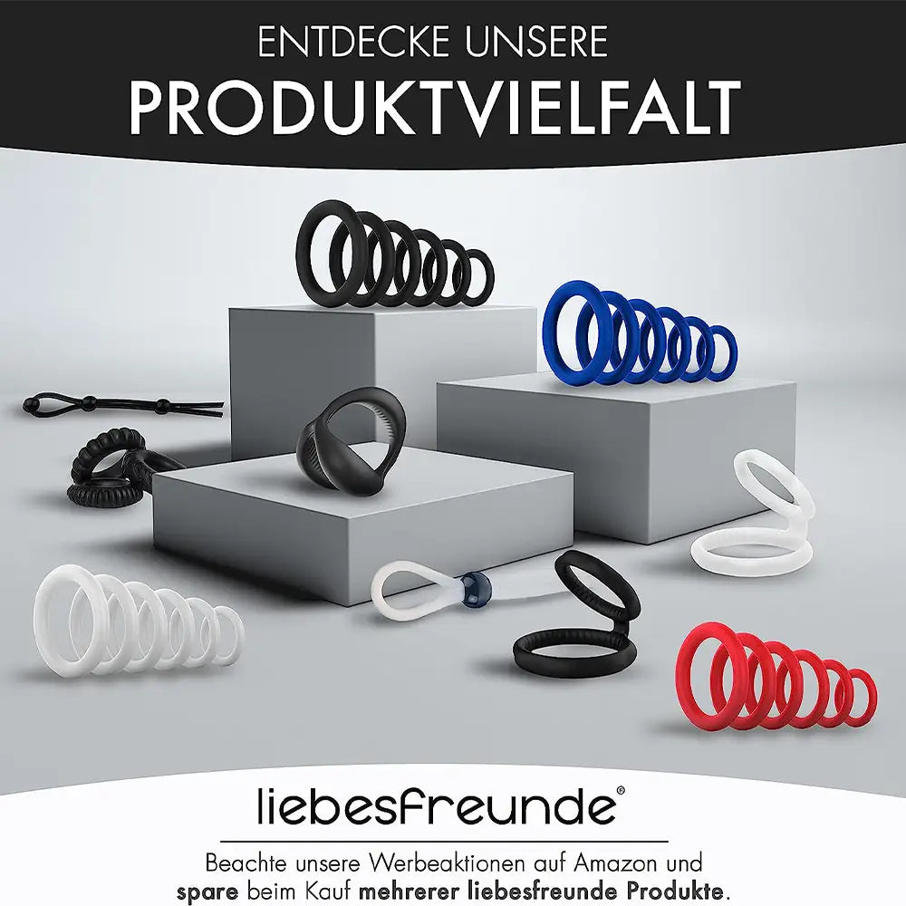 liebesfreunde® Dual Penisring Sex-Spielzeug für Männer - Cockring und Hodenring Sextoy für eine extrem starke Erektion Schwarz