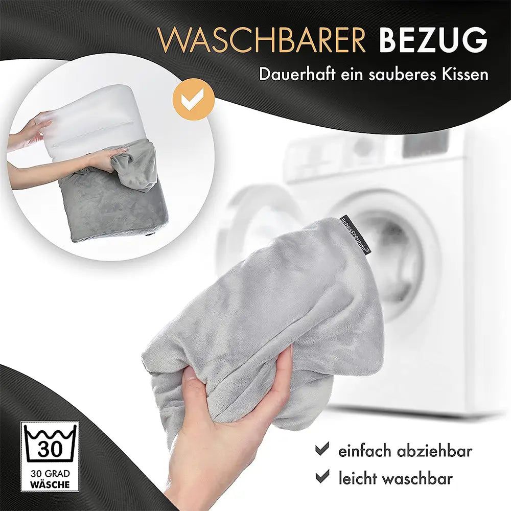 liebesfreunde® Sexkissen für Paare aufblasbar - Sex Kissen mit Bezug I Keilkissen Lendenkissen, hellgrau