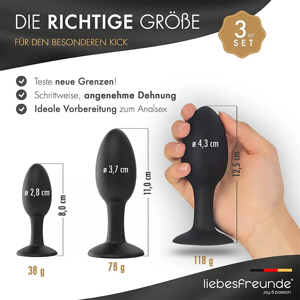 Liebesfreunde Analplug 3er Set für Fortgeschrittene