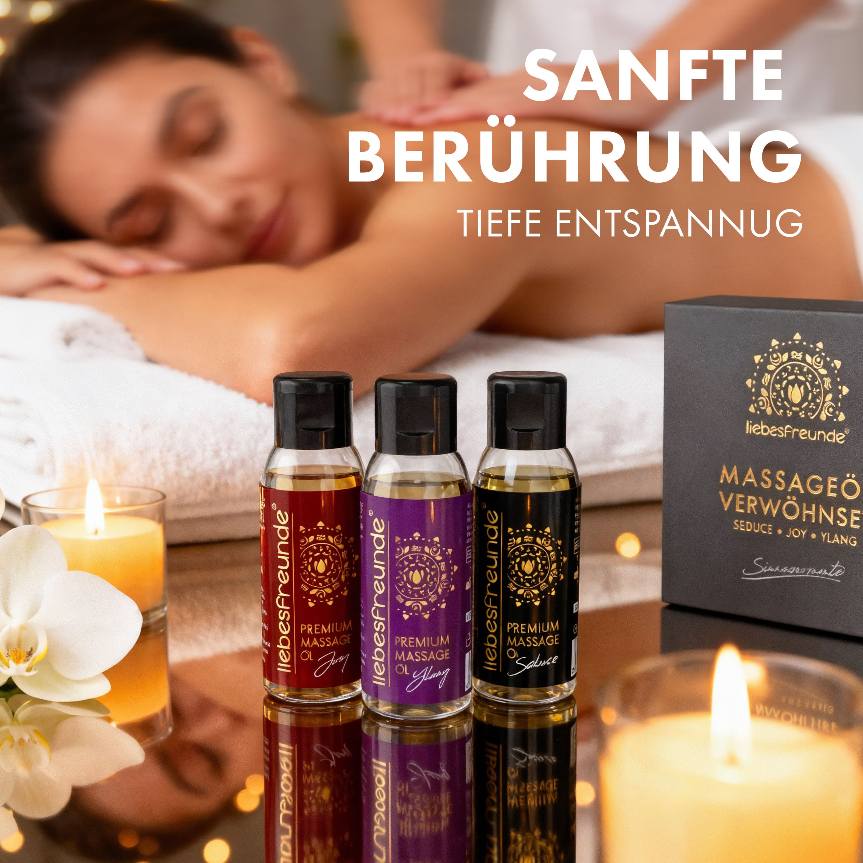 Liebesfreunde® Massageöl Geschenkset, 3 x 50 ml