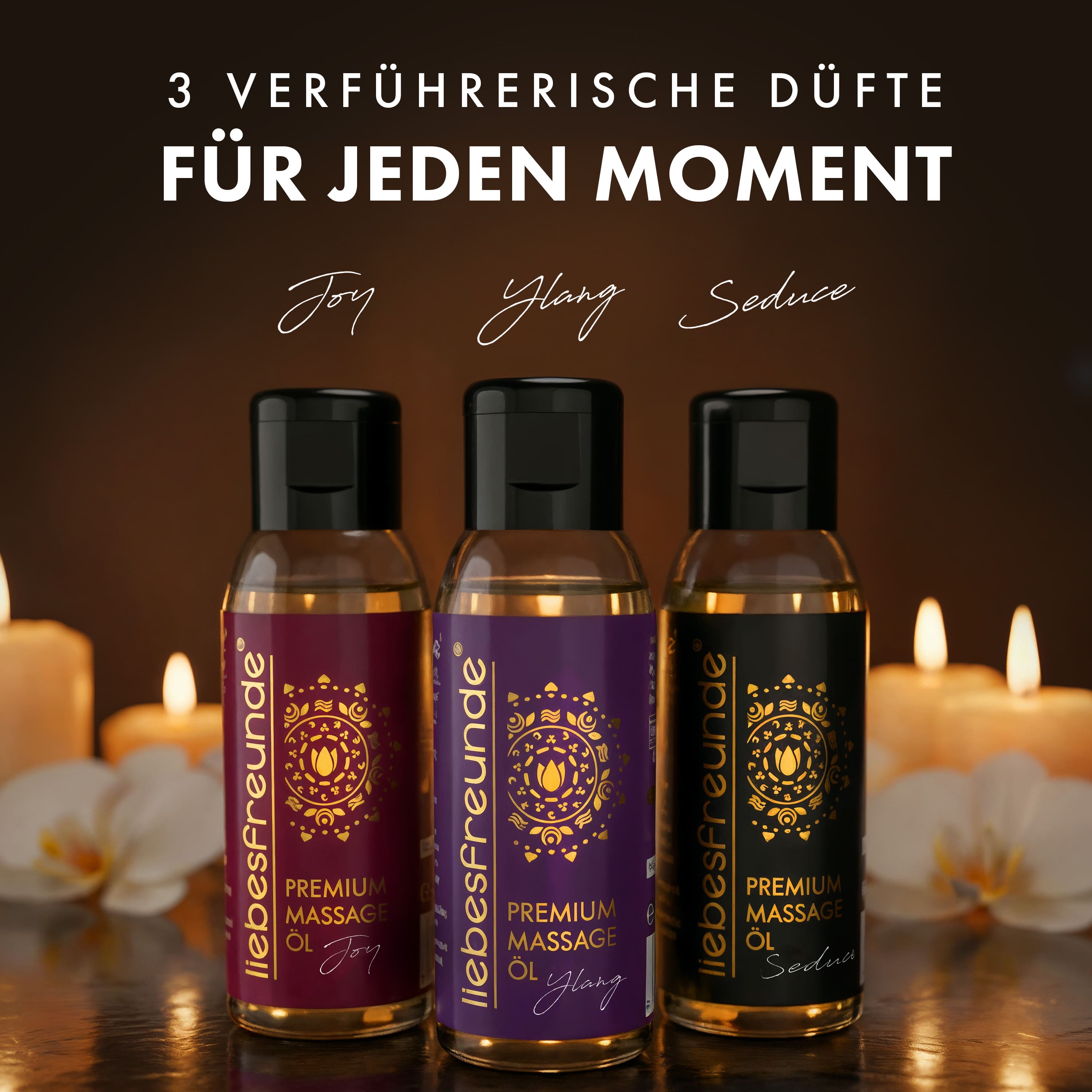 Liebesfreunde® Massageöl Geschenkset, 3 x 50 ml