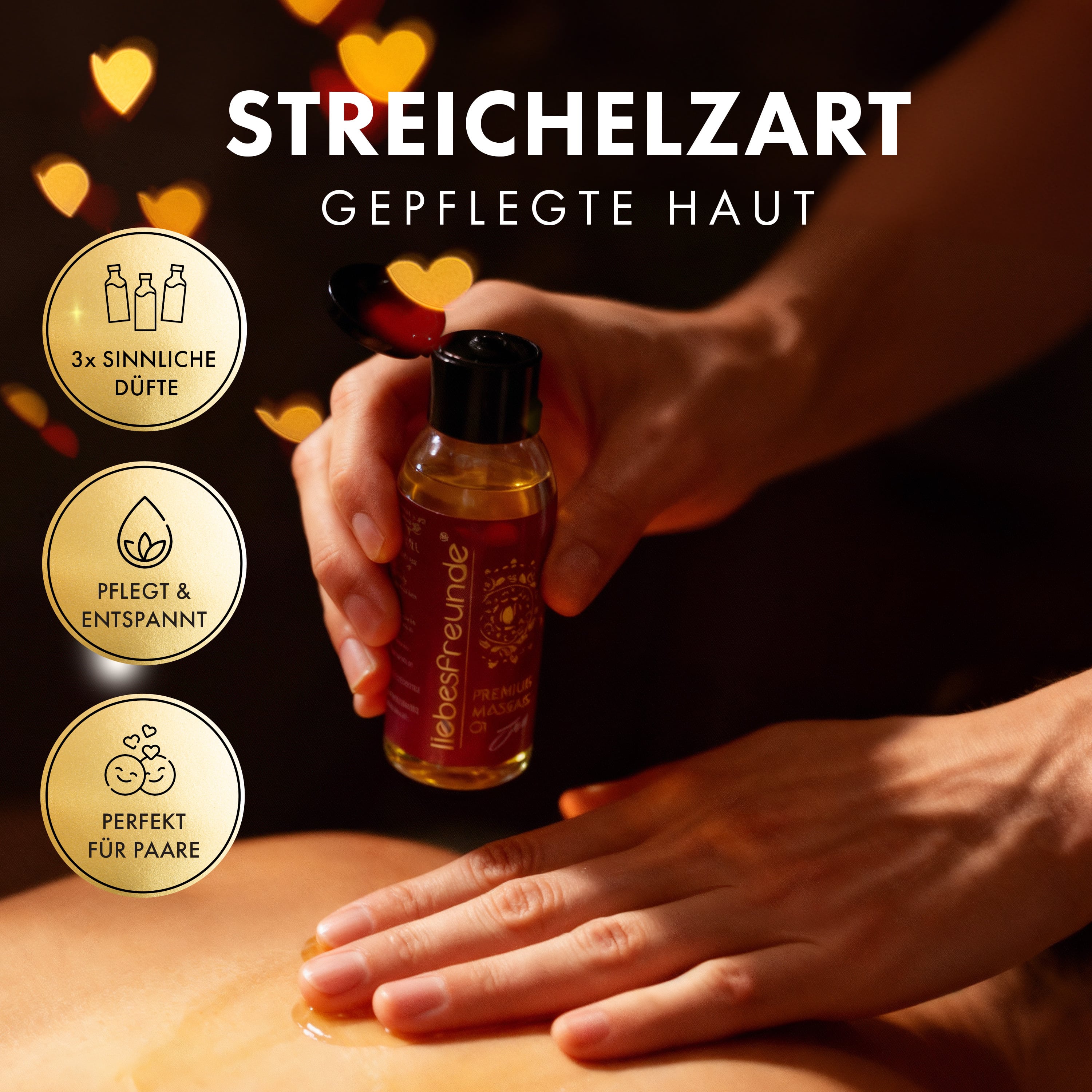 Liebesfreunde® Massageöl Geschenkset, 3 x 50 ml