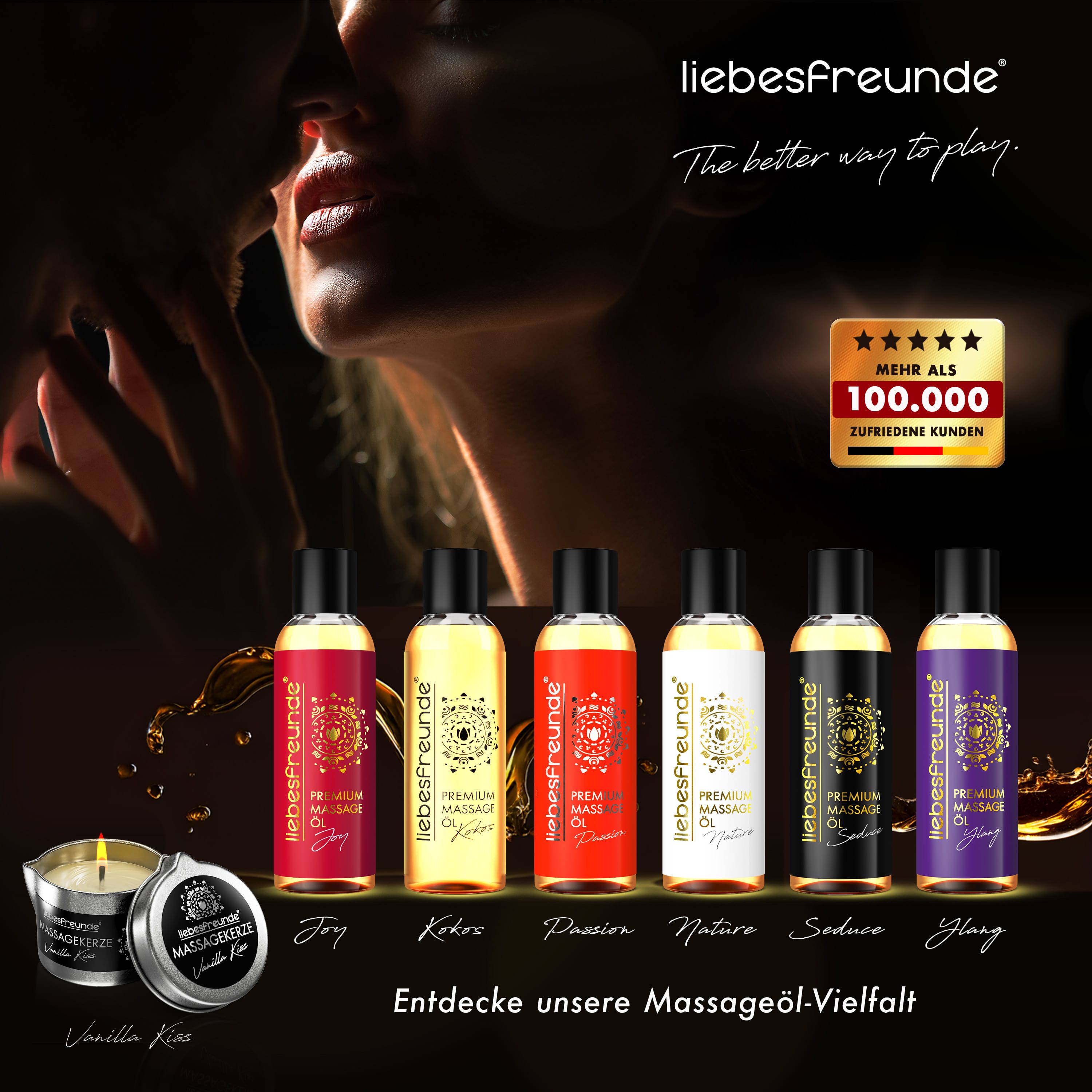 Liebesfreunde® Massageöl Geschenkset, 3 x 50 ml
