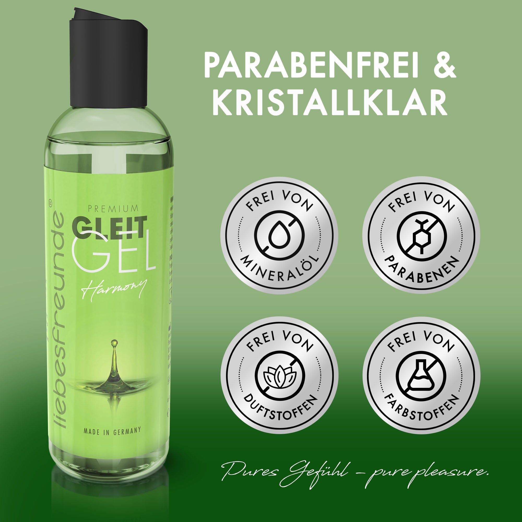 Liebesfreunde Gleitgel Harmony mit pflegende Aloe Vera - Wasserbasis, 150 ml