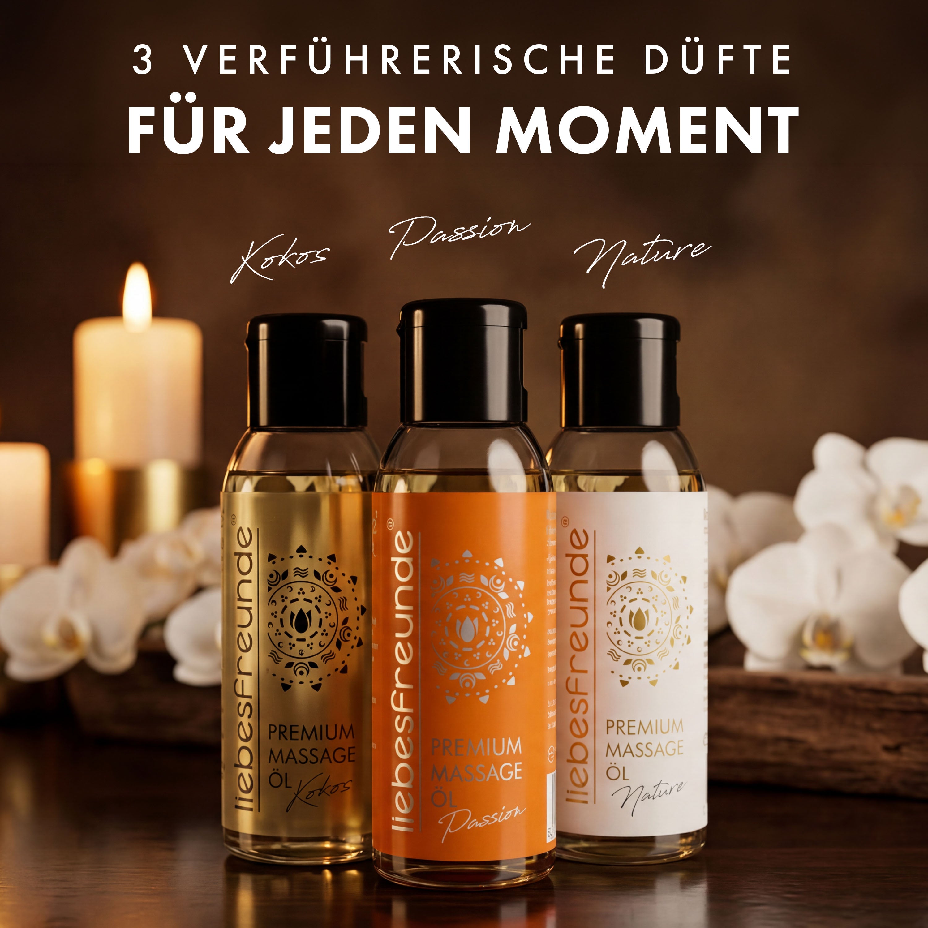 Liebesfreunde Massageöl Geschenkset Pure Balance, 3 x 50 ml