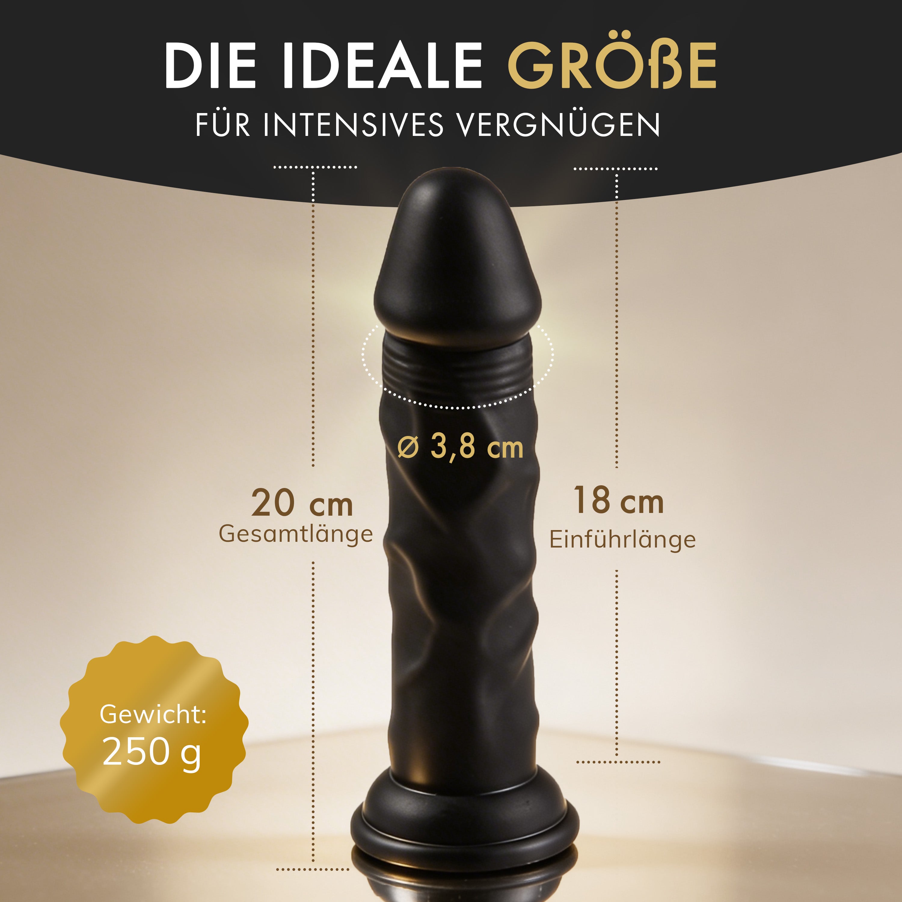 Liebesfreunde Real Touch Dildo 'Pure Lover', schwarz