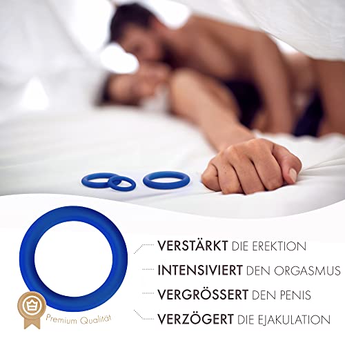 liebesfreunde® Silikon Penisringe Sex Spielzeug für Männer - Cockring Sexspielzeug für den Mann (blau)