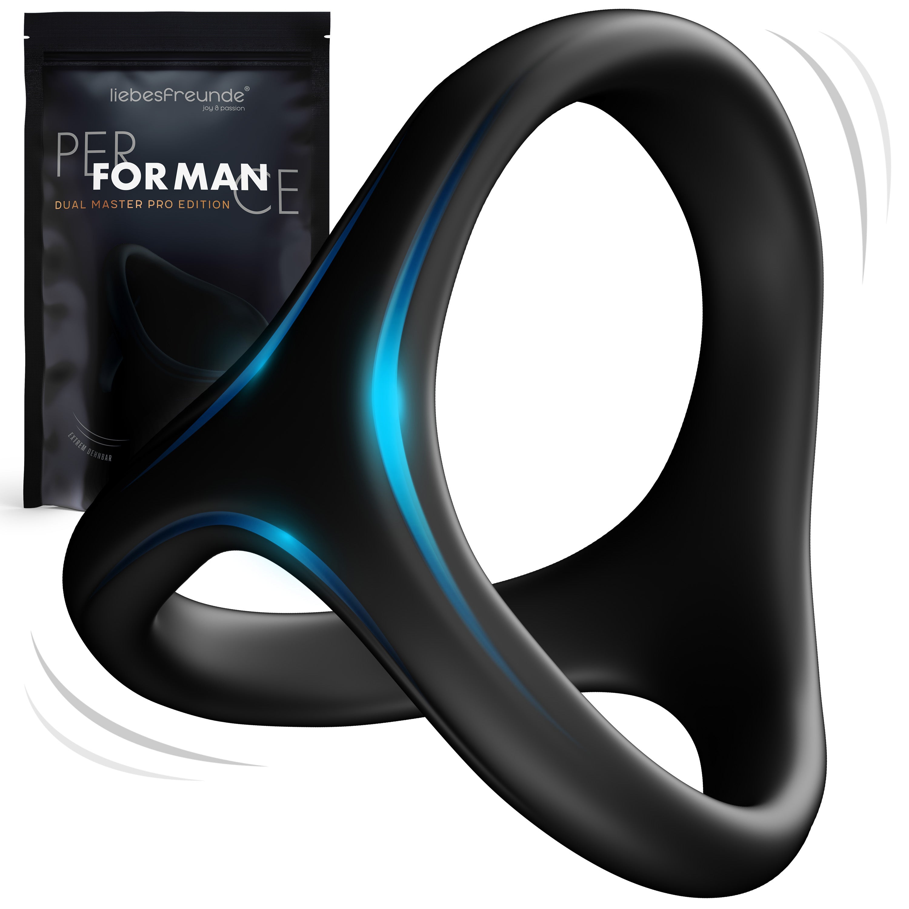 Liebesfreunde Dual Master Pro Penisring, schwarz (L)