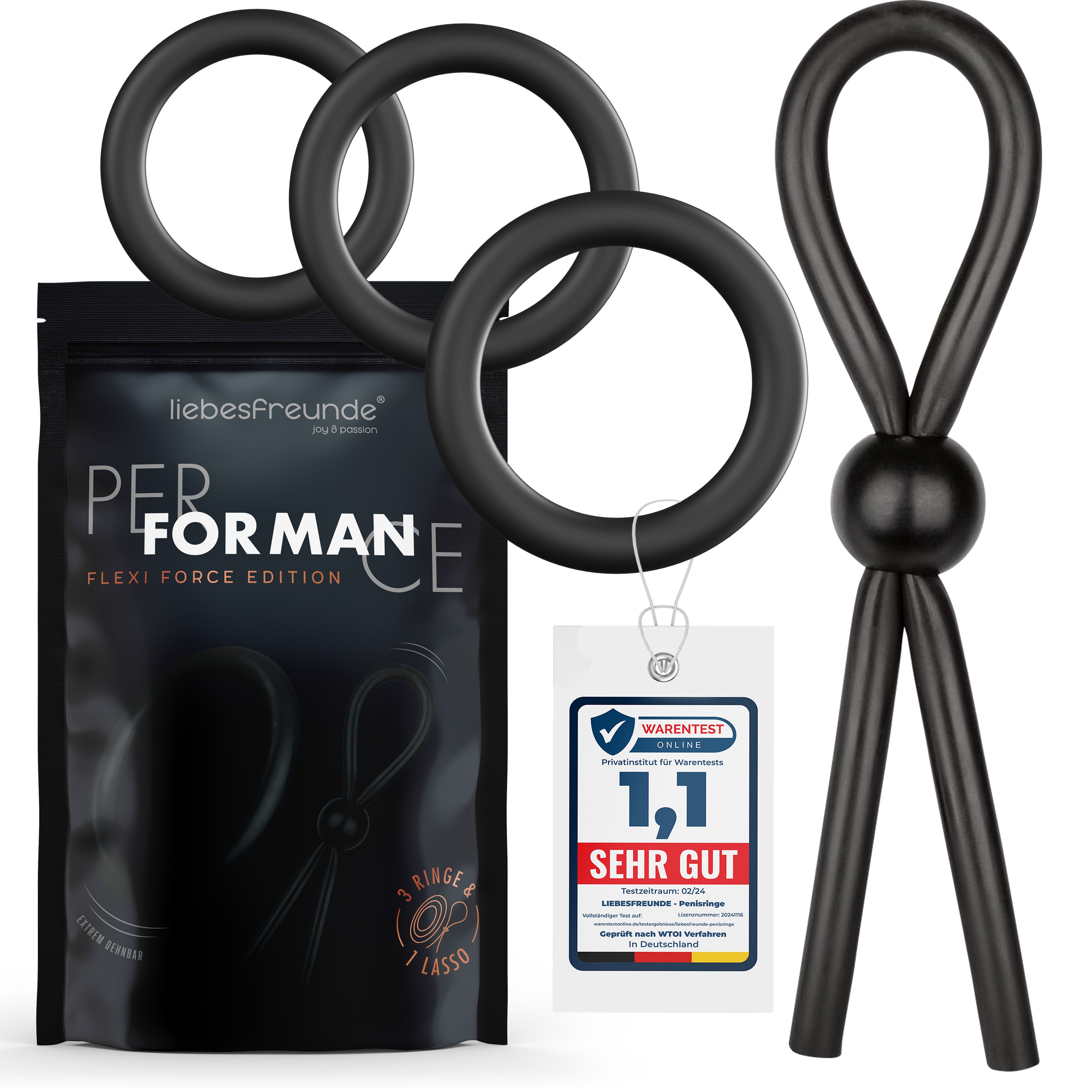 liebesfreunde® Cockring Set für Männer - Silikon Penisring Hodenring & Penisschlaufe - Sexspielzeug für Paare zur Potenzsteigerung