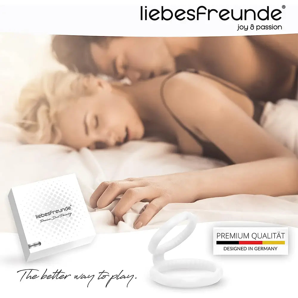 liebesfreunde® Dual Penisring - Doppelter Cockring und Hodenring für Männer zur Potenzsteigerung (weiß)
