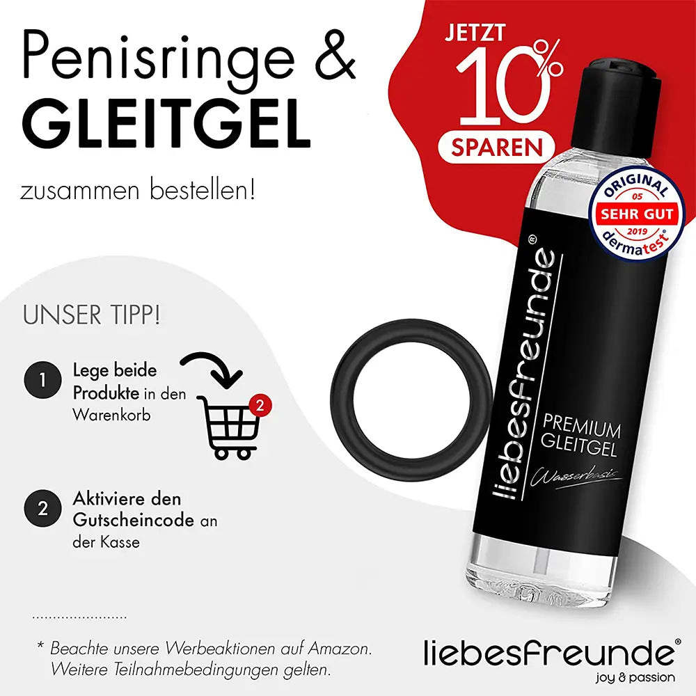 liebesfreunde® Penisring Set - Cockring Sexspielzeug für Paare zur Potenzsteigerung (schwarz)