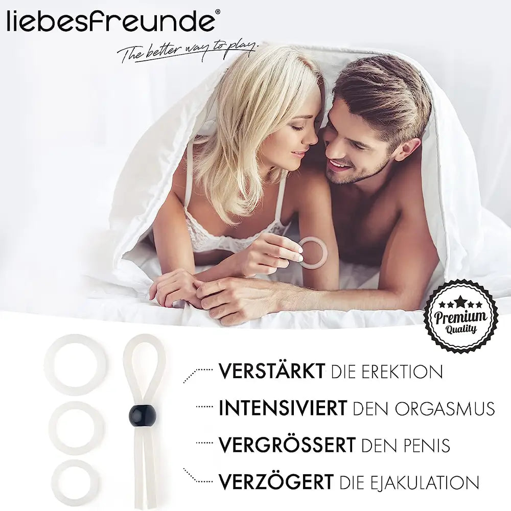 liebesfreunde® Cockring Set für Männer - Silikon Penisring Hodenring & Penisschlaufe - Sexspielzeug für Paare zur Potenzsteigerung