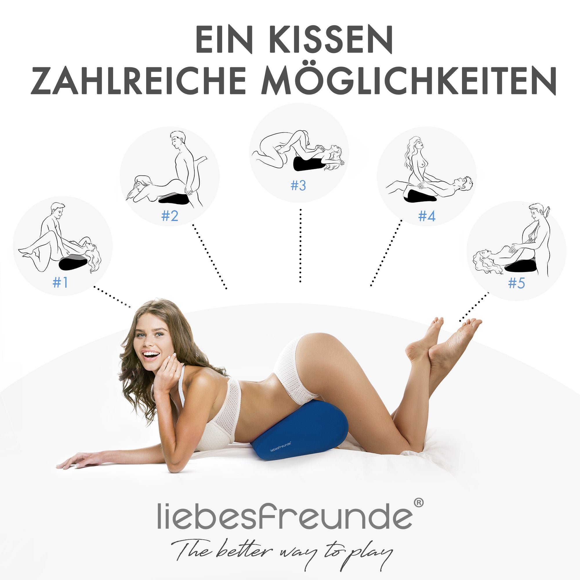Liebesfreunde Sexkissen mit Velour für erotische Stellungen, aufblasbar, blau