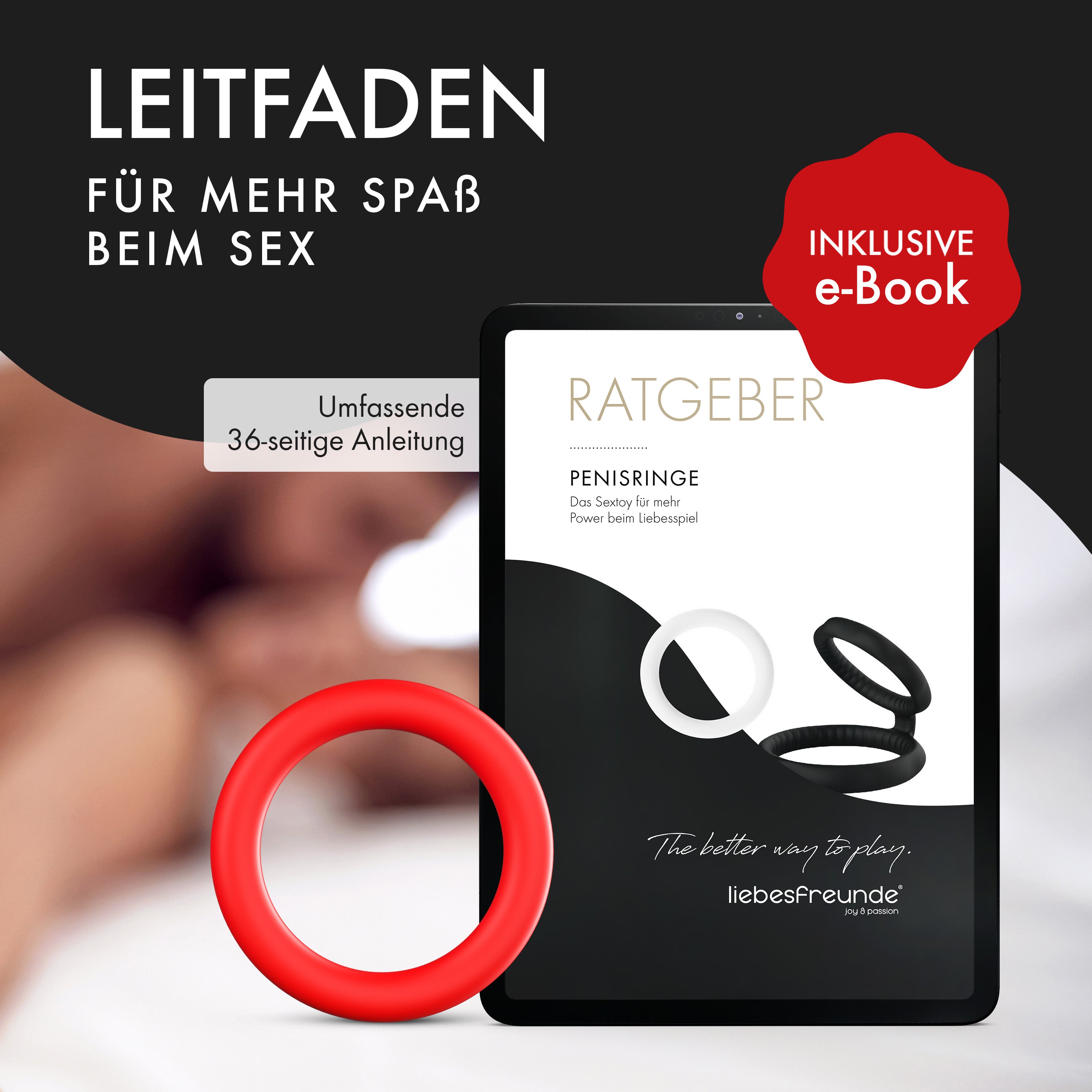 liebesfreunde® Penisring Set - Cockringe für Männer aus Silikon - Sextoy-Set für Paare zur Steigerung der Potenz (rot)