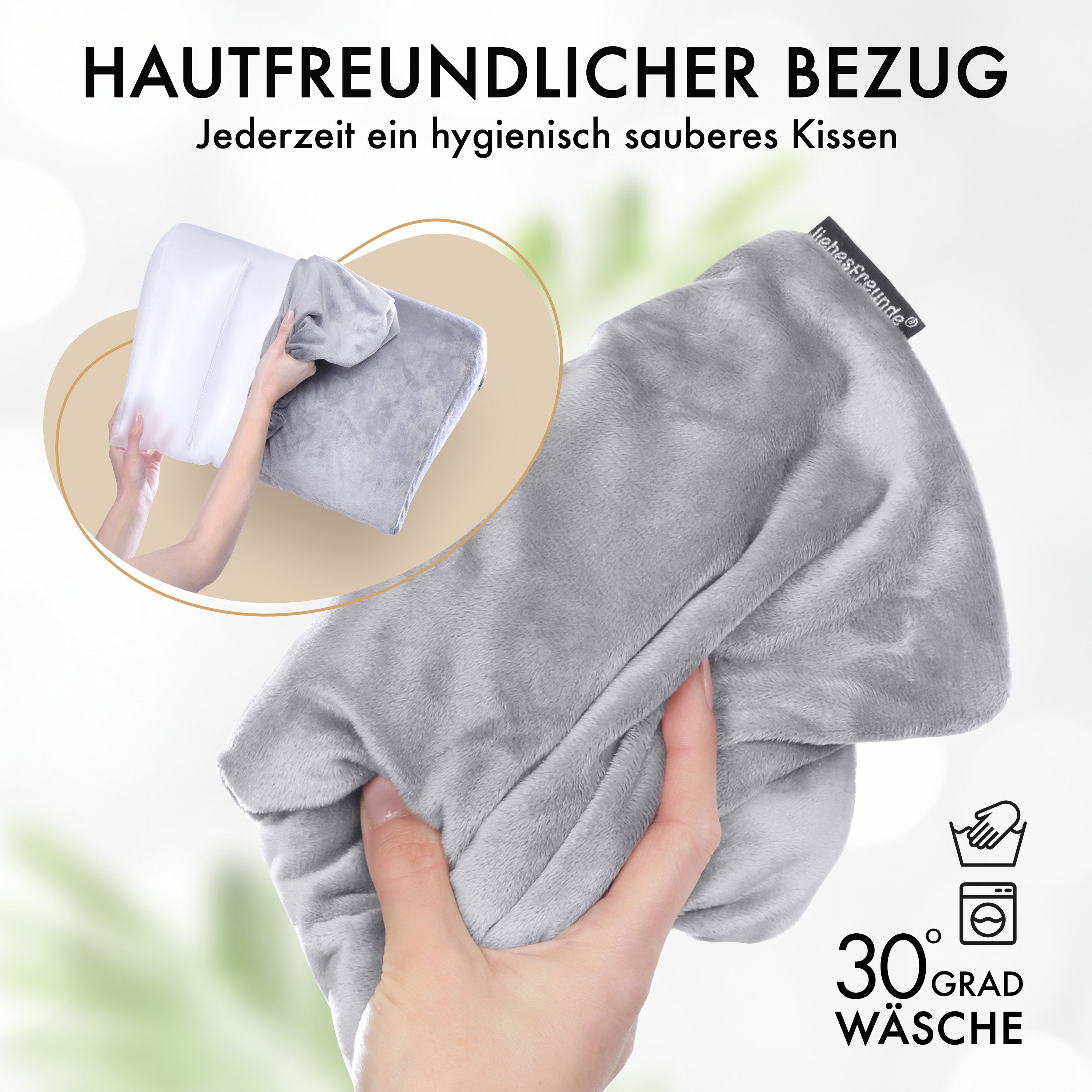 liebesfreunde® Sexkissen für Paare aufblasbar - Sex Kissen mit Bezug I Keilkissen Lendenkissen, hellgrau