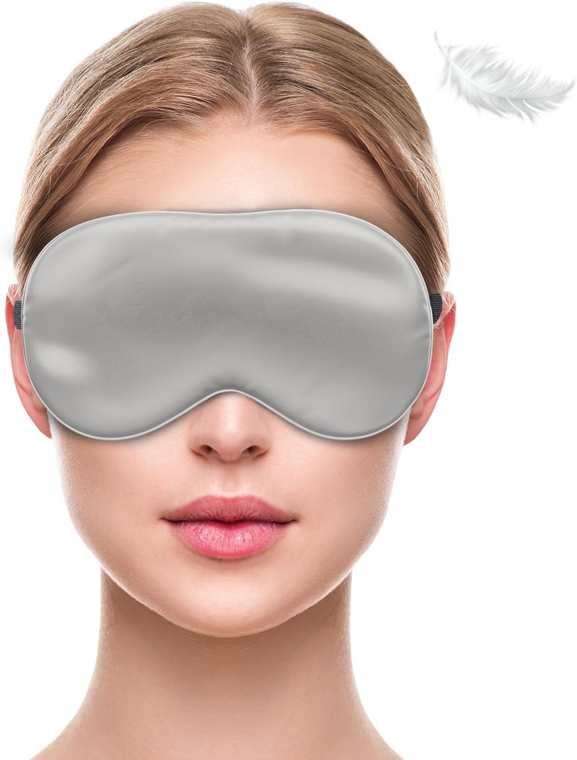 liebesfreunde® Augenmaske aus 100% echter Seide - bequem & weich - Schlafmaske für Frauen und Männer - Augenbinde, grau