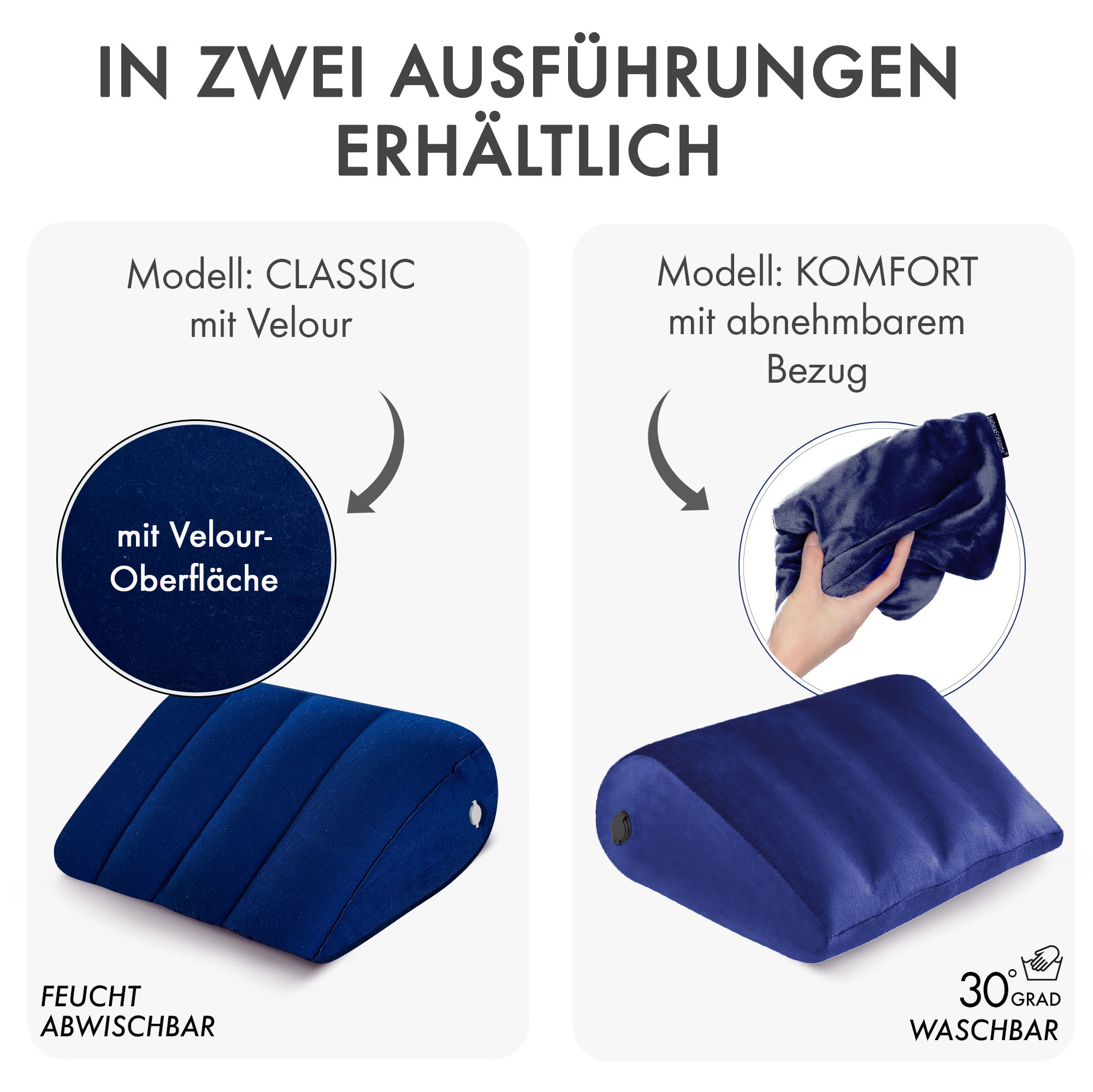 Liebesfreunde Sexkissen mit Velour für erotische Stellungen, aufblasbar, blau