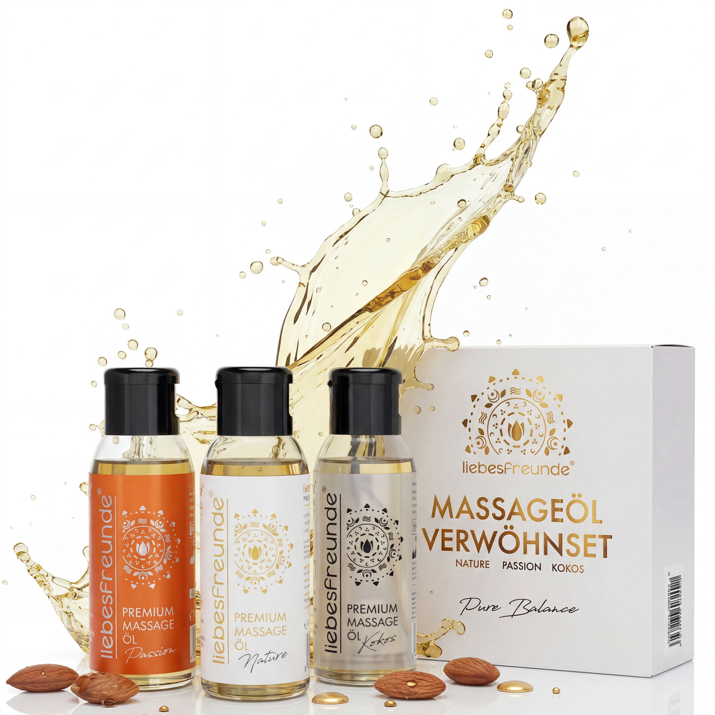 Liebesfreunde Massageöl Geschenkset Pure Balance, 3 x 50 ml