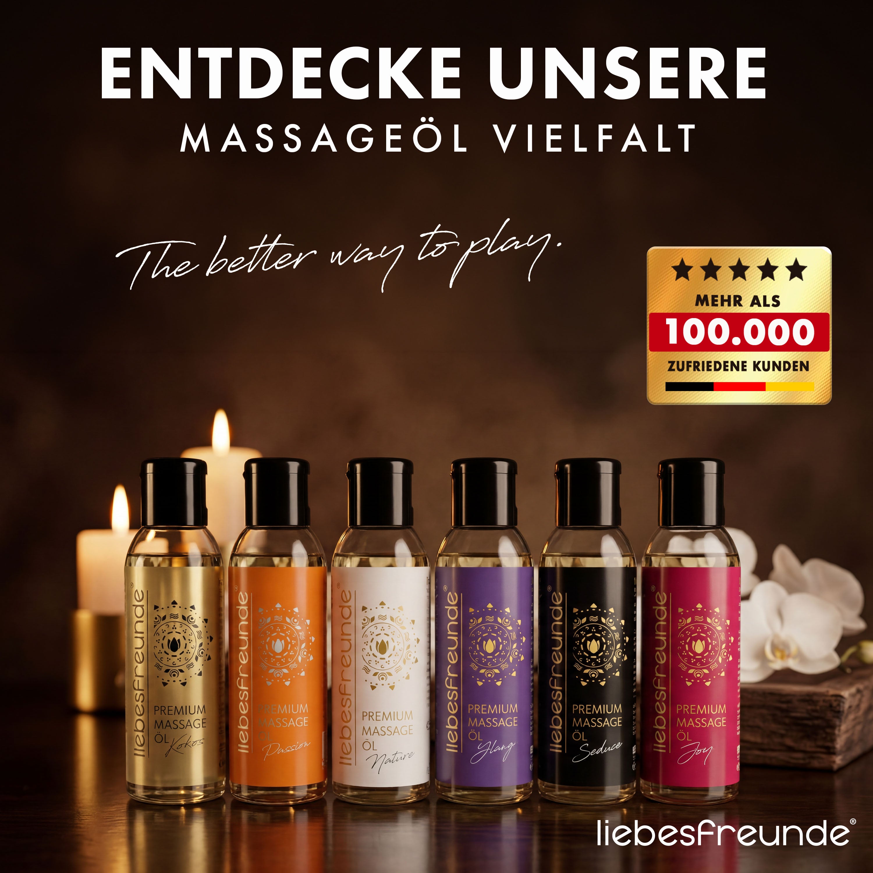 Liebesfreunde Massageöl Geschenkset Pure Balance, 3 x 50 ml
