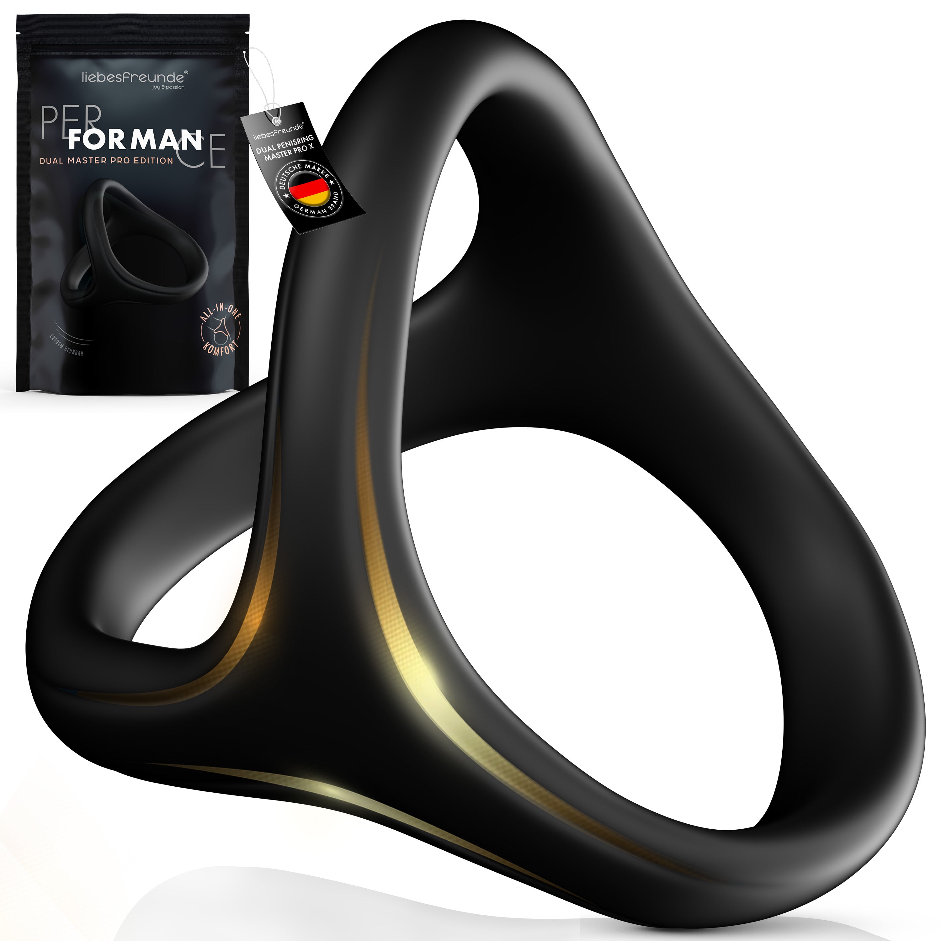 Liebesfreunde Dual Master Pro X Penisring, schwarz