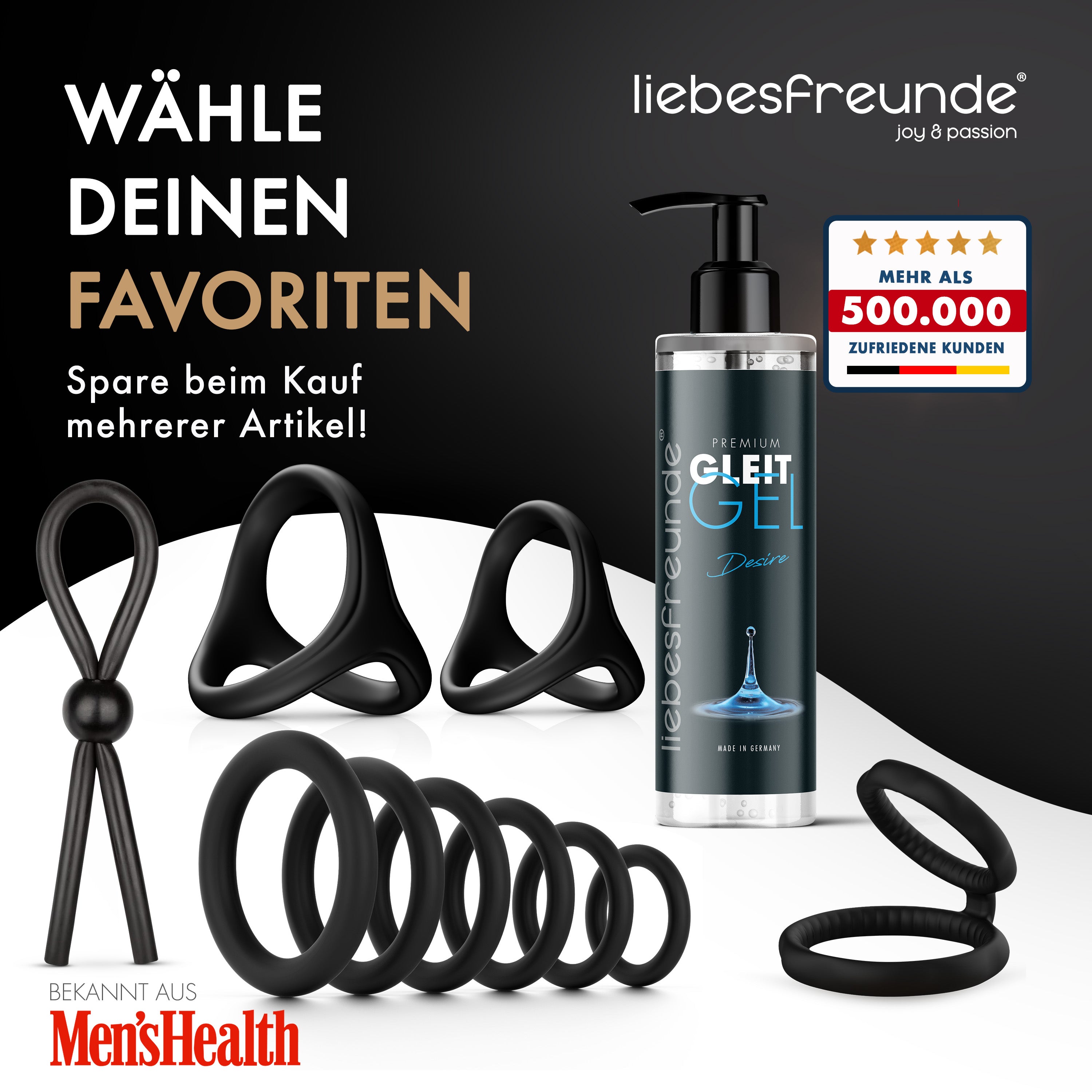 Liebesfreunde Dual Master Pro X Penisring, schwarz